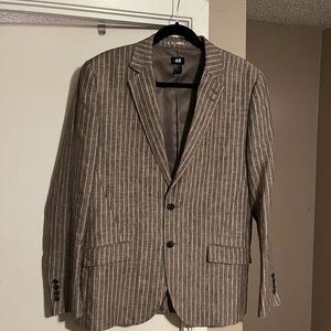 H&M Taupe Linen Pinstripe Men's Blazer